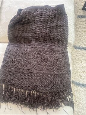 Chico's Brown Crochet skirt  with Fringe macrame